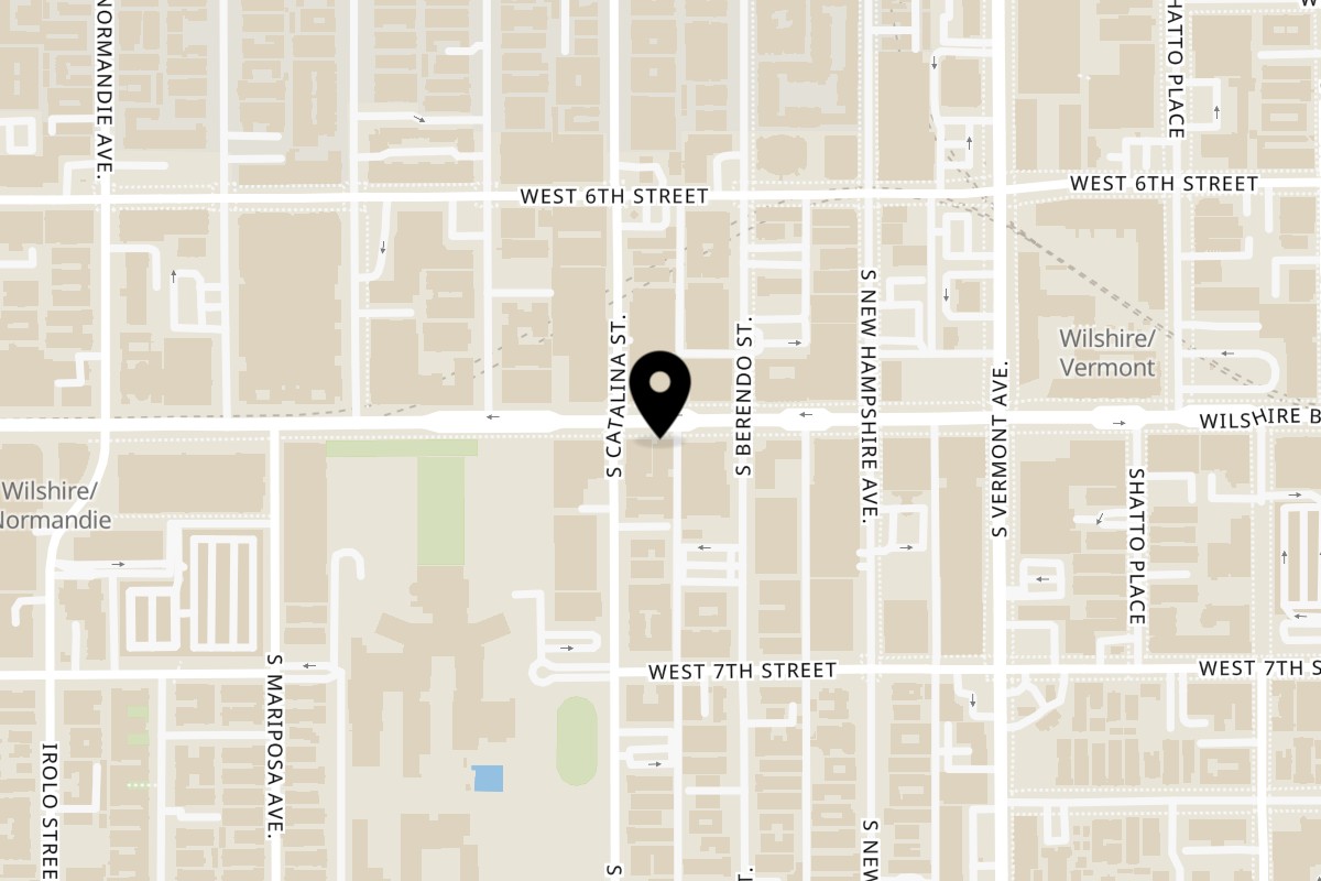 Map showing the location of Umaya LA - Kaiseki & Sushi on 3322 Wilshire Blvd #100 in Los Angeles
